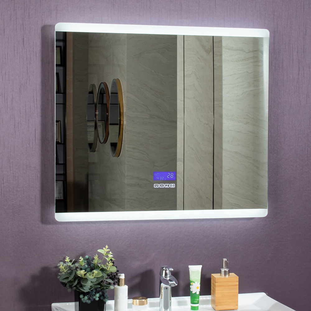 Custom Illuminated Wall Bath Bathroom Smart LED Digital Mirror and Modern Design Style