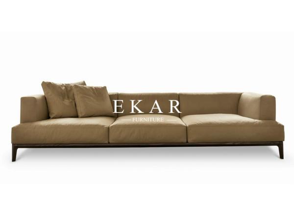 European Modern Style Living Room Furniture New Model Light-brown Leather Sofa