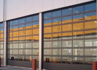Transparent Aluminum Industrial Sectional Doors For Fire Protection Exhibition