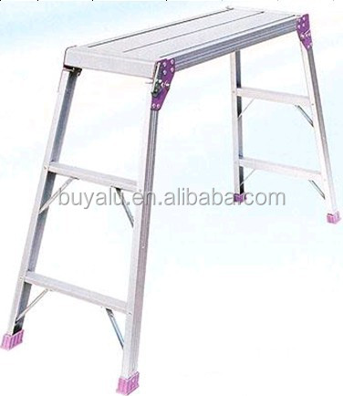Clear Anodized 1 Aluminum Step Ladder 50Kg Max Load Aluminum Platform Ladder