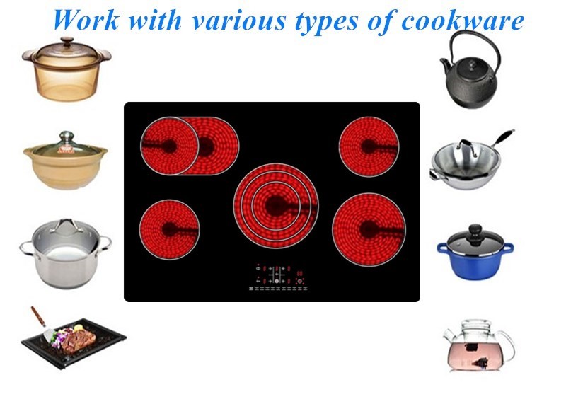 AC240v 77cm 5 Burner Electric Ceramic Hob For Hotel
