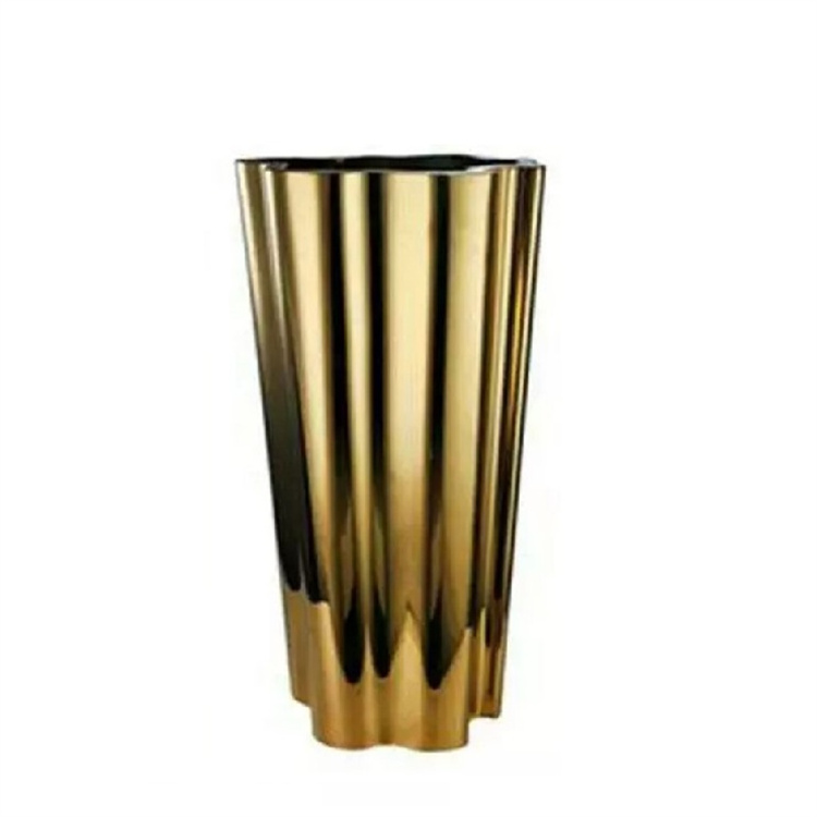 Tall outdoor planters hexagonal hollow metal flower pot
