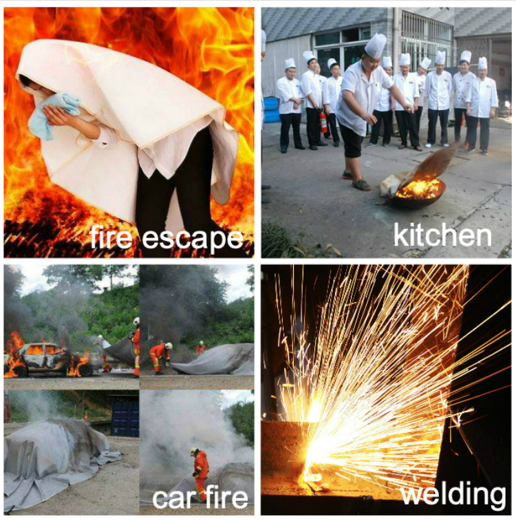 Glass Fiber Fire Blanket Extinguisher Heat Resistant Temperature