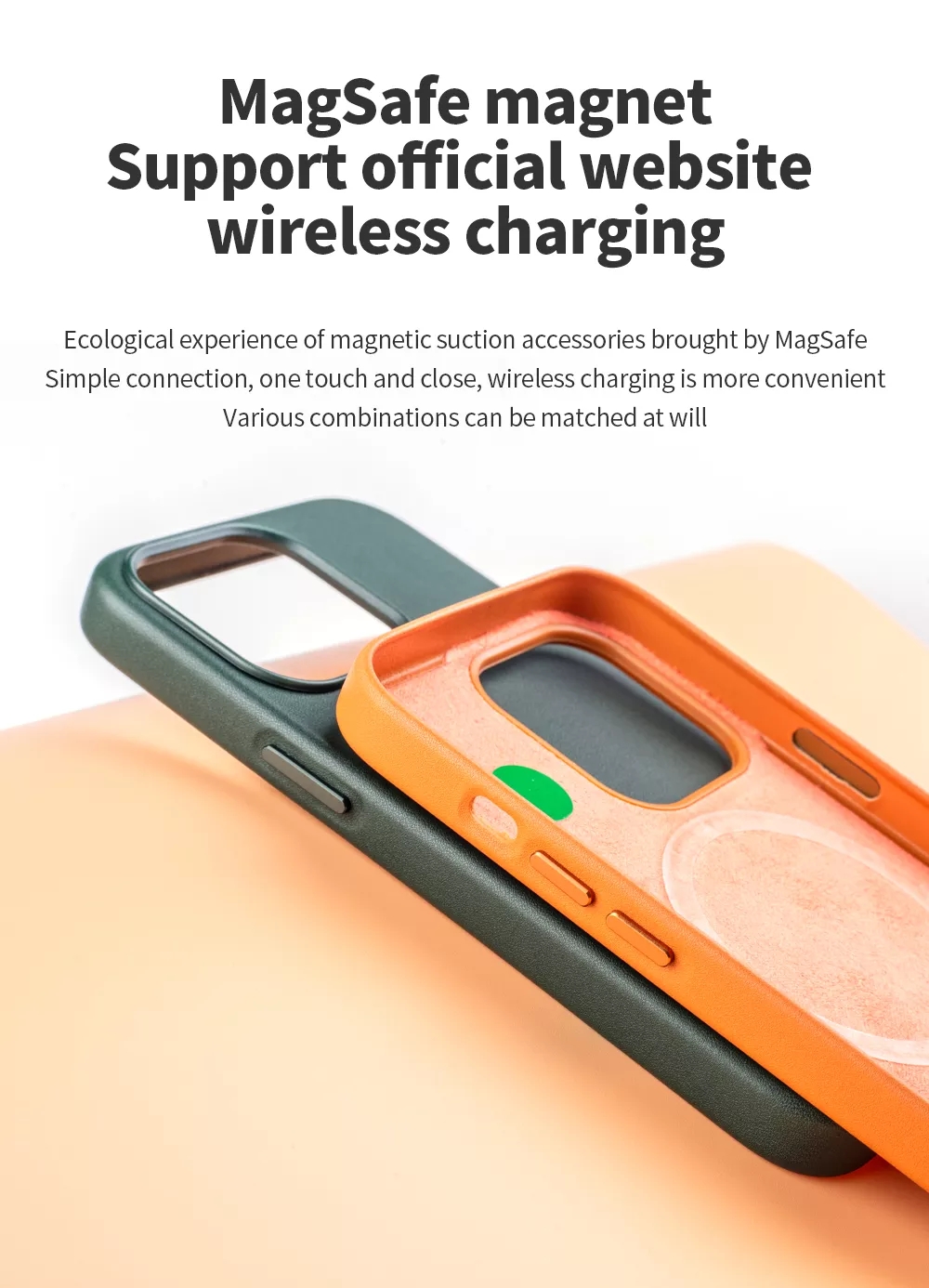 Anti-Drop Soft Original Cover Magnetic Wireless Charger Pu Leather Phone Case For Iphone 14 Pro Max