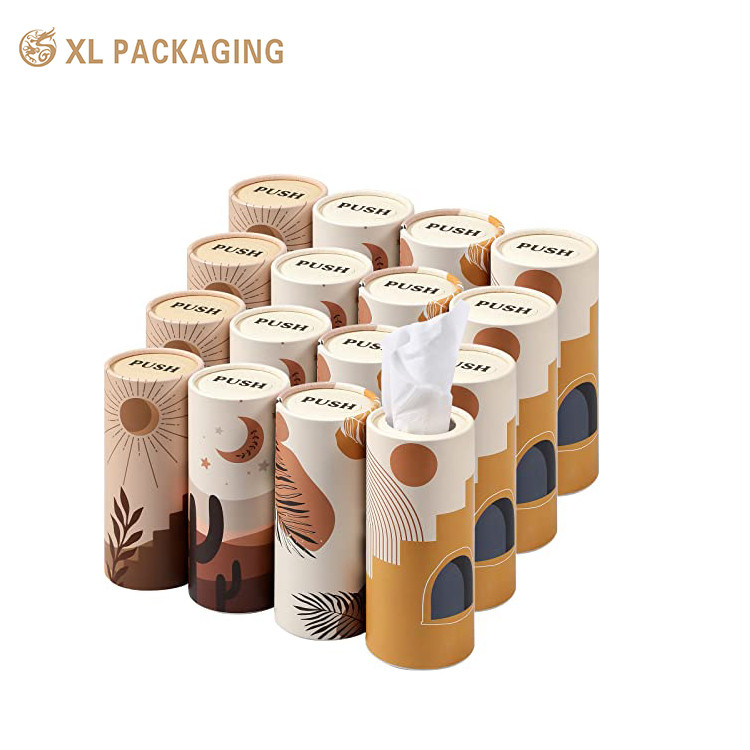 High Quality Soft 2 Ply 50 Sheets Cylinder Round Virgin Paper Box Car Facial Tissue
