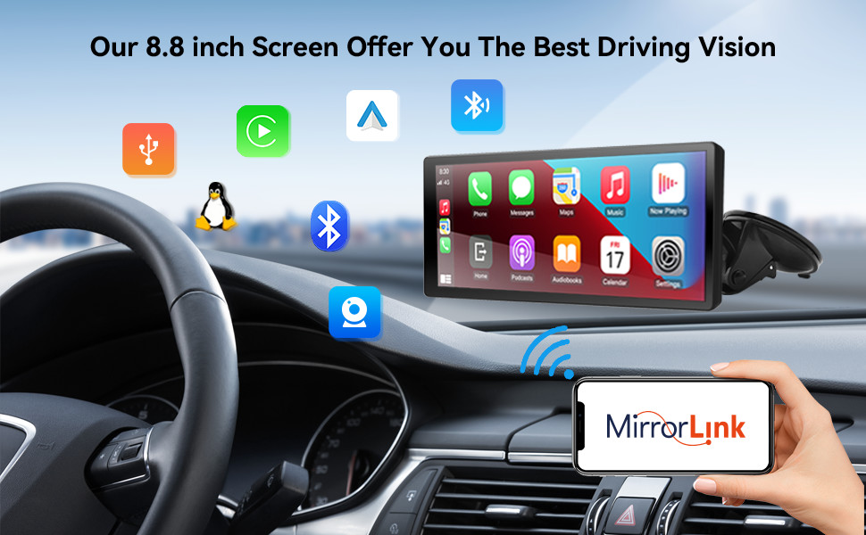 HD 8.8 Inch Wireless and Wired Carplay Android Auto Monitor For VOLKSWAGEN