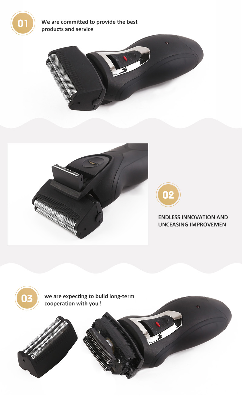 8h Charging Time OEM / ODM Flexible Head Double Blade Mini Electric Shaver