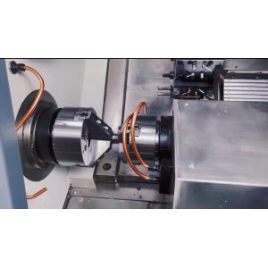 High Rigidity Automated Dual Spindle Lathe Easy To Operate 2 Channels Hydraulic