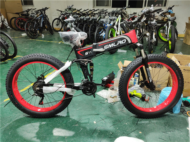 48V Fat Tire Folding Electric Bike , 30-50km/H Folding Electric Fat Bike