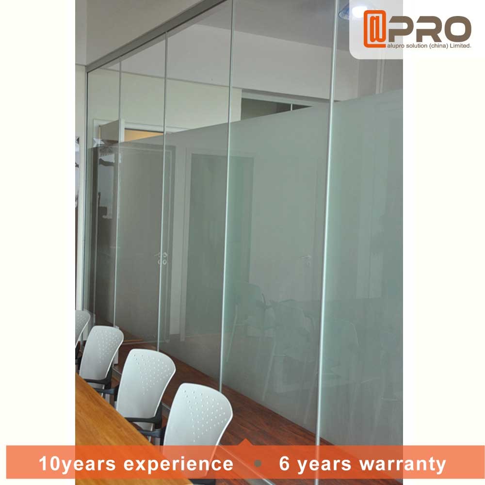 Office Space Separation Modern Glass Partition With Sliding Door