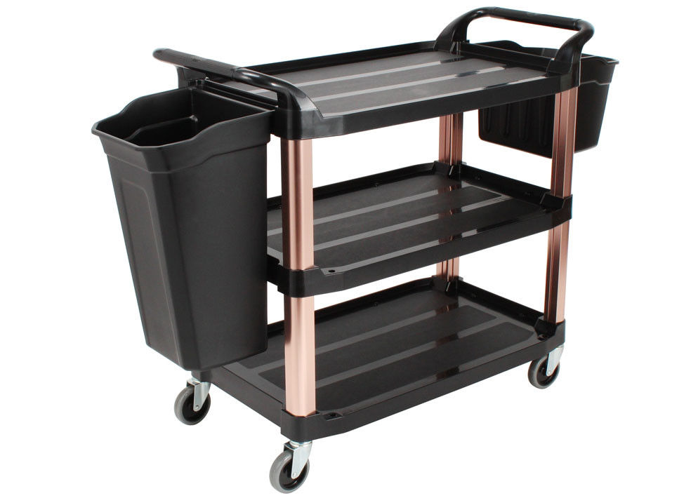 Multi - functiona l3 - Layer Plastic Dining Cart with Side Waste - Collecting Bins