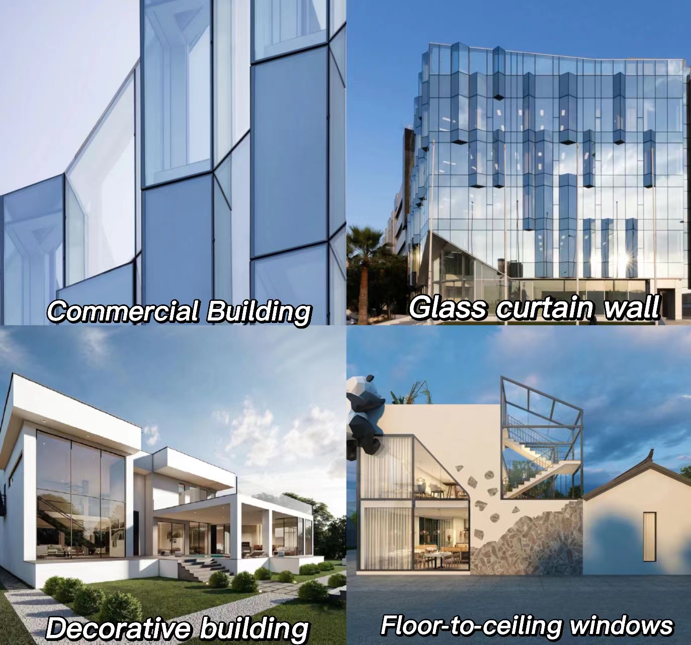 3mm 4mm 6mm 8mm 10mm tempered shatterproof glass Clear Flat Building