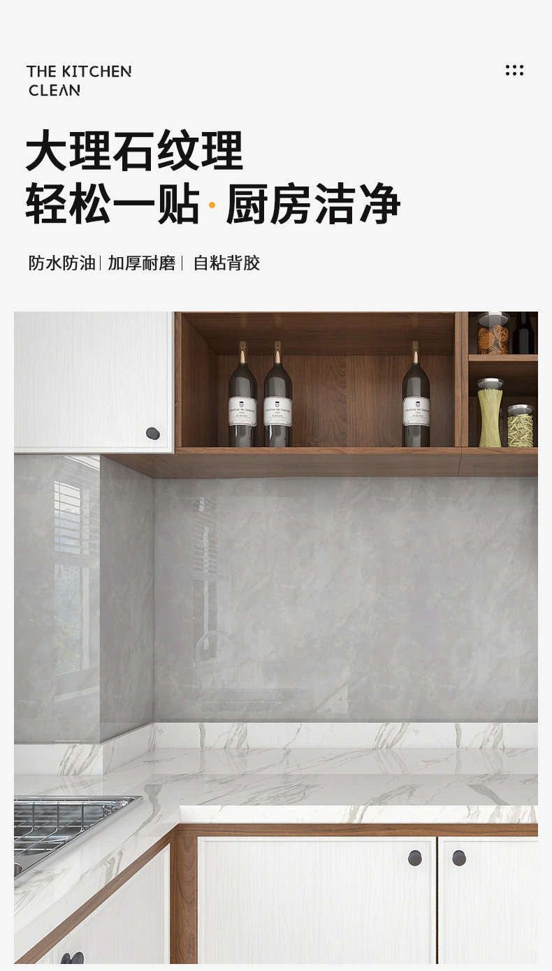 OEM Marble Effect Kitchen Wallpaper Dark Grey Marble Tile Effect Wallpaper