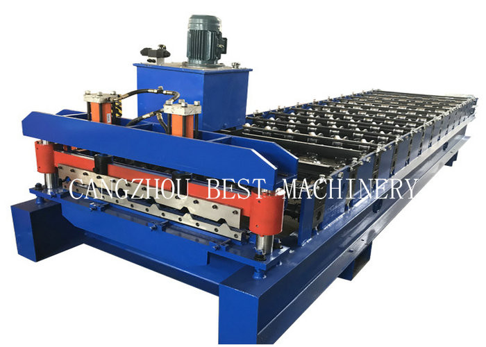PLC control 1050mm Coverage Roof Panel 6kw Roll Forming Machine