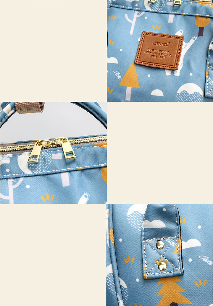 Fashion Baby Diaper Bag Dust- resistant Waterproof Travel Backpack Cartoon Printed Storage Wet Dry Separate Backpack