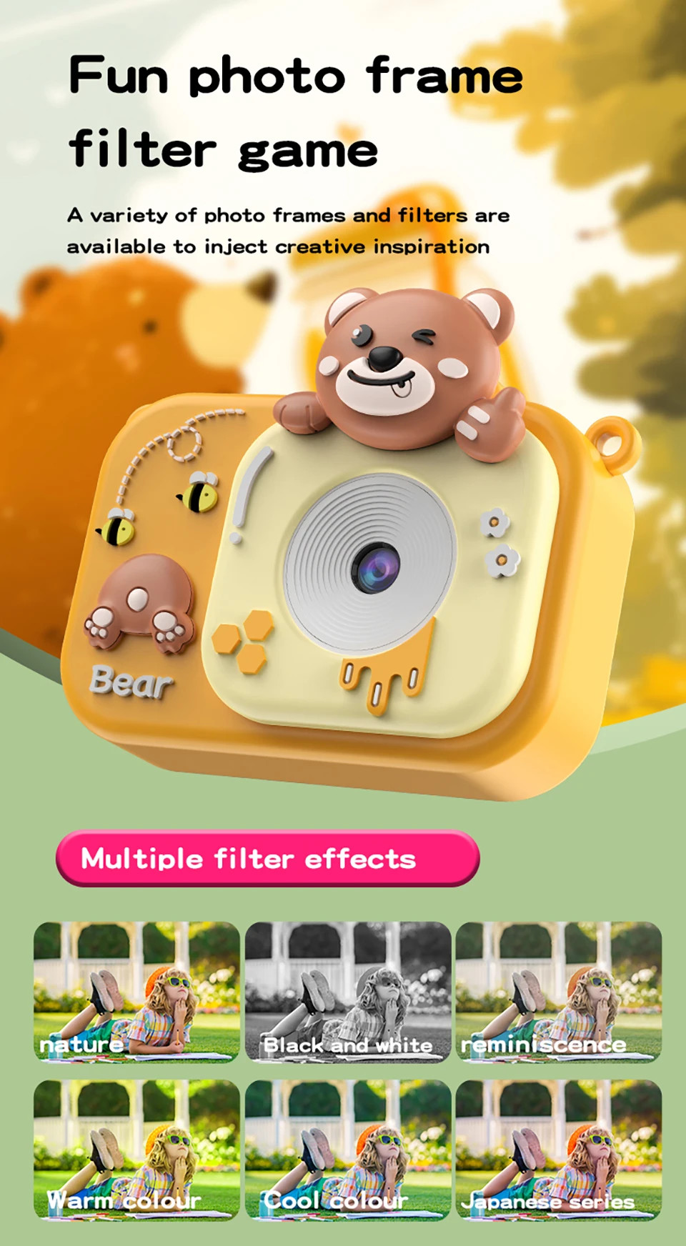 Y8 Children's Digital Camera 1080P HD Video Anti Blu Ray Children's Game Camera