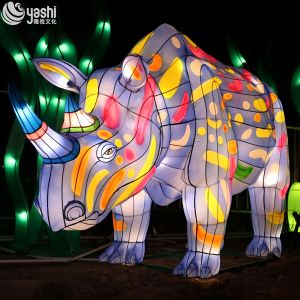 Factory Wholesale - Handmade Rhino Model Lanterns for Zoo Decorations