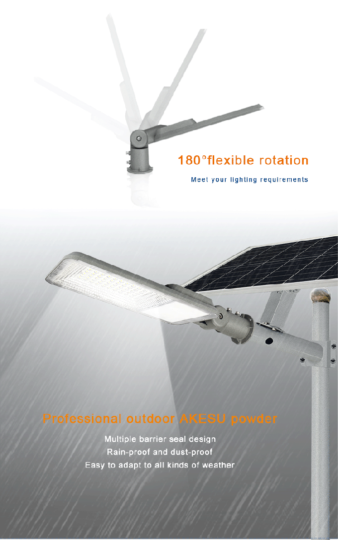 Walk Way Road Parking Lot Area High Efficiency 6500K 60w Solar Led Street Light 2