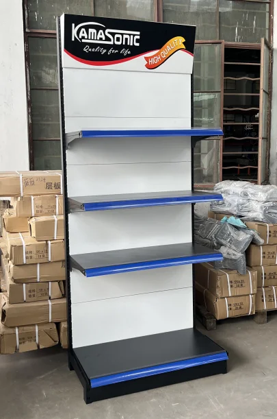 Factory Customized Color Size Innovative Product steel shelves system for super market shop with logo