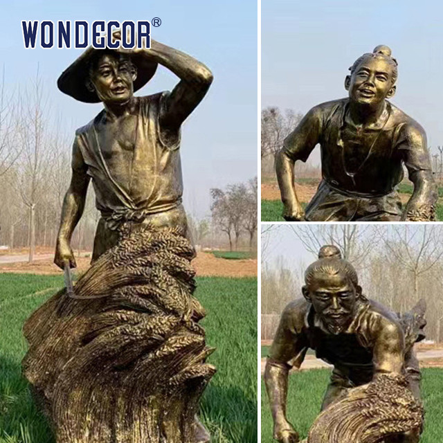 Bronze metal art sculpture of large-scale outdoor sculpture workers