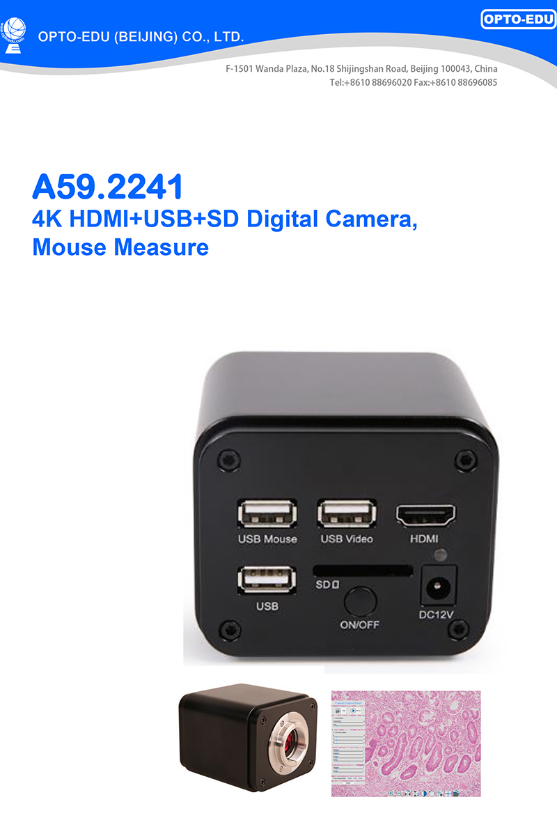 OPTO EDU A59.2241 4K 8.0M HDMI+USB+SD Digital Camera For Microscope