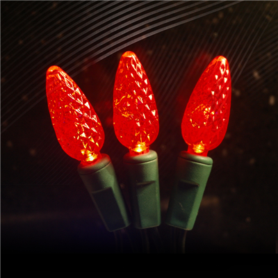 Red and Blue 70 LED C6 Strawberry Mini Lights Commercial Grade