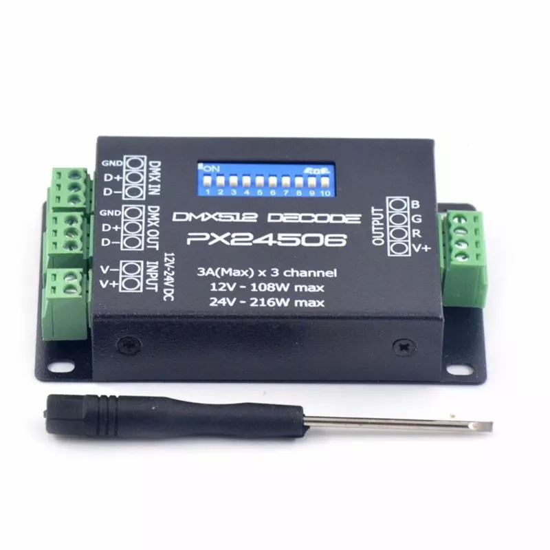 PX24506 DMX LED Controller , Dmx 512 Decoder Rgb LED Controller 12V 24V