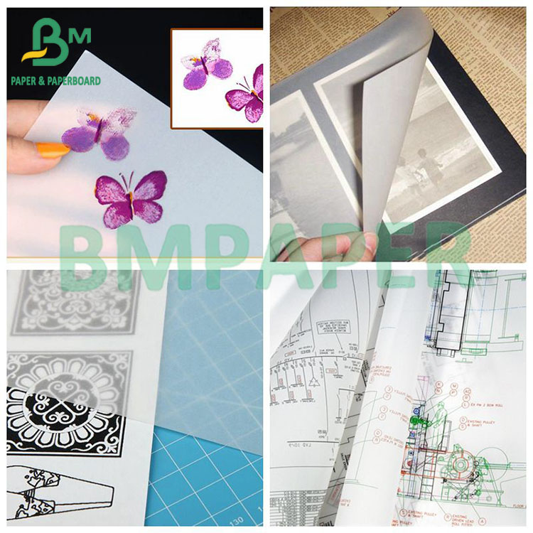 60gsm 880mm White Tracing Paper Translucent Copying Paper For Tracing And Drawing
