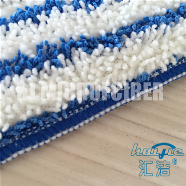 White Mixed Blue Color Stripe Microfiber Wet Mop Pads Flat Refill Mops Huijie Supplier