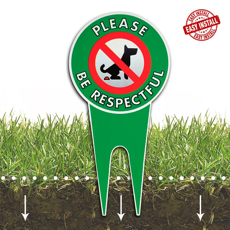 Aluminum No Dog Fouling Sign Stake Reflective Sign Board For Yard Garden