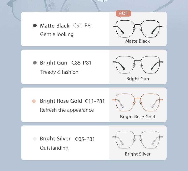 Polygonal Titanium Frame Glasses Blue Light Blocking Lens For Men And Women