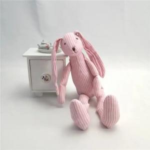 China Custom Lovely Stuffed Animal Toys Long Ears Striped Cotton Soft Bunny Rabbit Plush Toys on sale