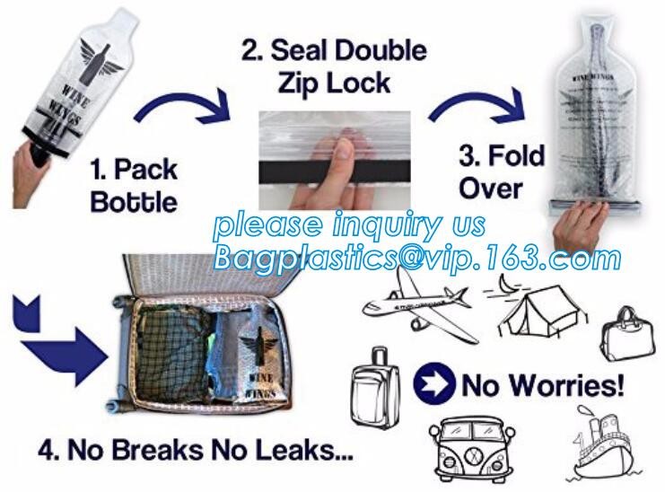 Bottle Protector Bubble Travel Bag,Travel Trip Bag With Bubble Inside And Double Zip lockks,Sleeve Travel Bag - Inner Skin