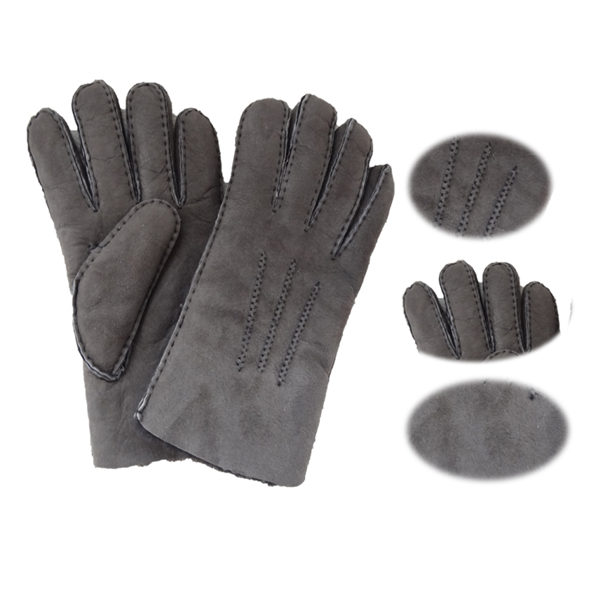 Winter Natural New Zealand Curly Slink Lamb Fur Men Gloves