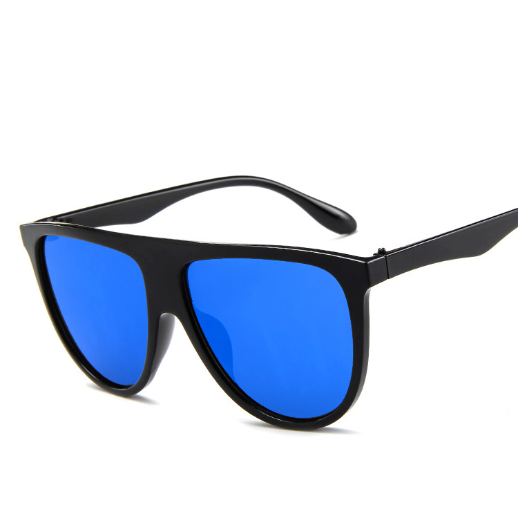 Vintage Retro BSCI Flat Top Sunglasses Thin Shadow Luxury Designer Large Black Shades