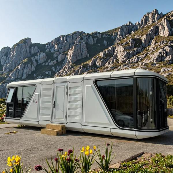 Chinese Design Style LED Lighting Mobile Capsule House Ultimate Mobile Living