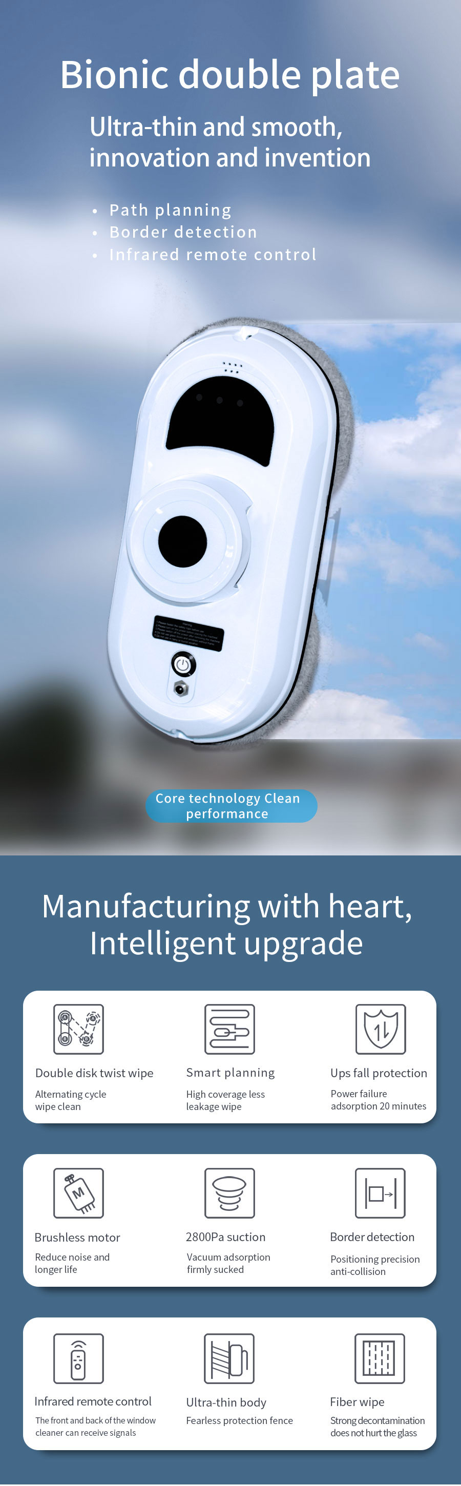 English Operating Language HCR-01A Smart Robot Glass Cleaner for Home Appliances