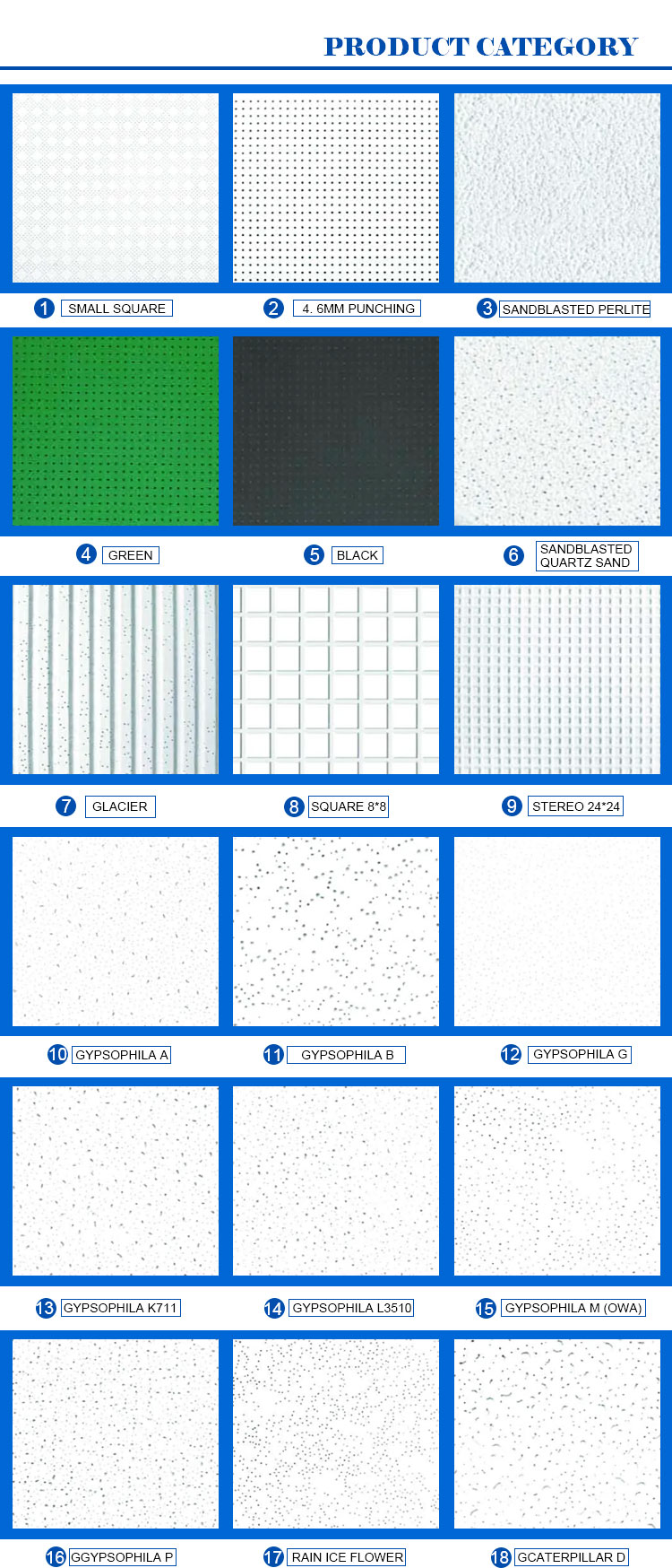 600x600/600x1200mm Mineral Wool Ceiling Tiles with Tegular Edge Pin Hole 14mm Thickness