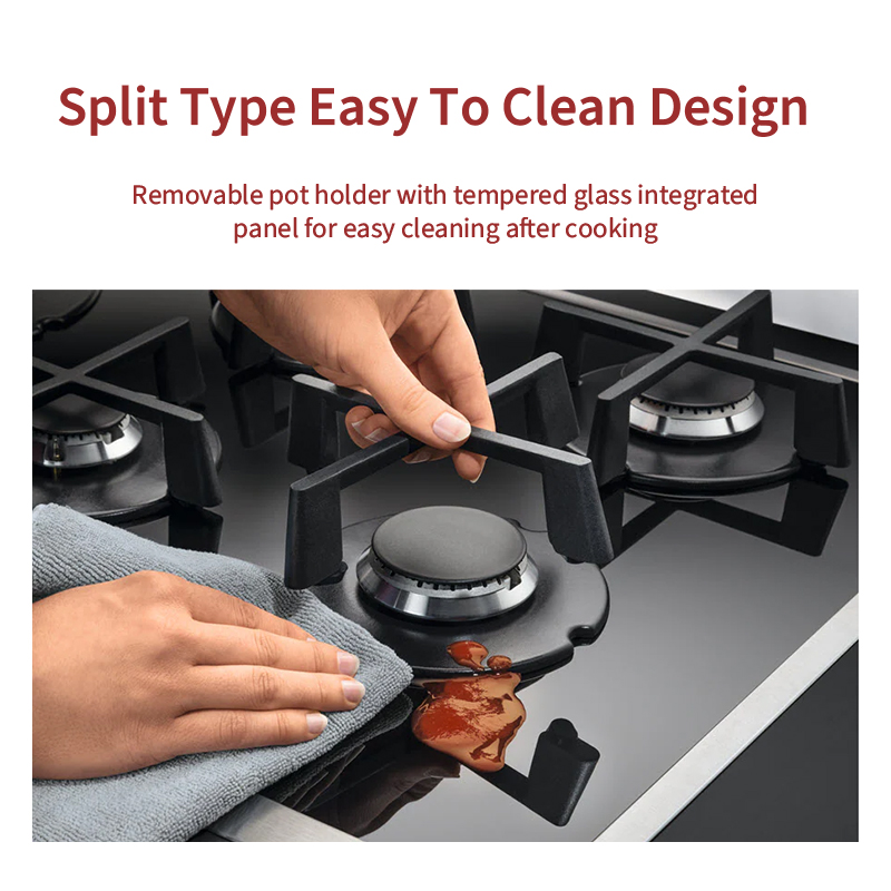 Electronic Ignition Kitchen Stove Cooker Built In 4 Burner Tempered Glass Gas Hob