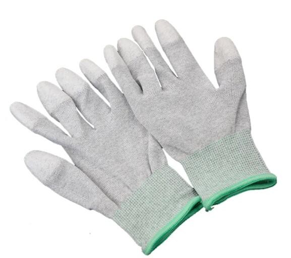 Natural White Knitted Cotton Gloves Anti Slip Cotton Safety Gloves