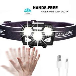 LED Headlamp Safety Light Rechargeable Portable Waterproof Headlamp with 6 Modes