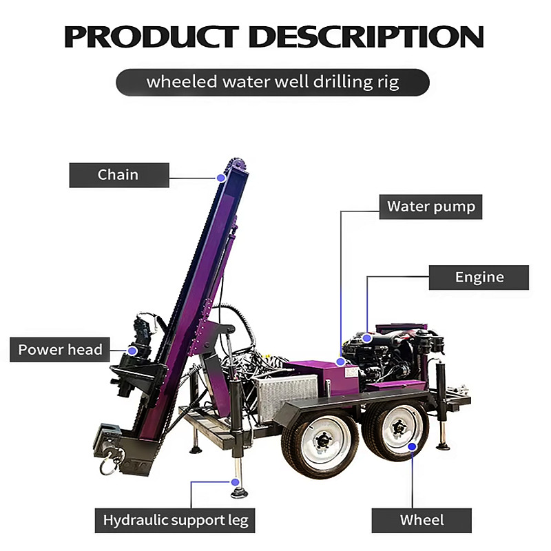 Tractor Mounted Water Well Drilling Rig Power 60KW Portable Water Well Drilling Equipment