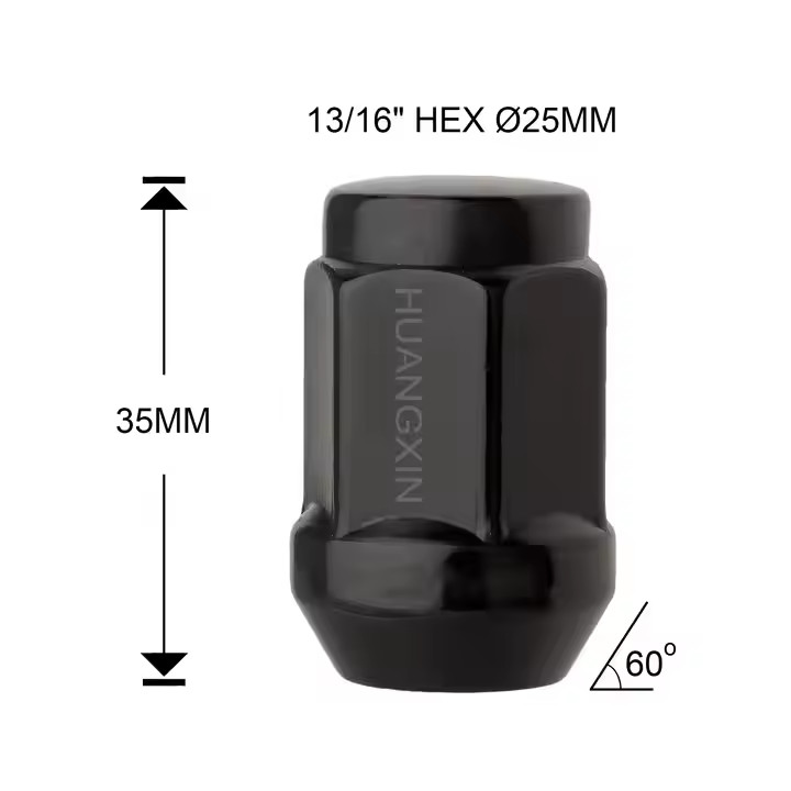 Huangxin 1/2"- 20 Wheel Chrome Steel Lug Nuts Closed End Bulge Acorn Lug Nuts Cone Seat 1.38" 35mm Tall 3/4" 19mm Hex