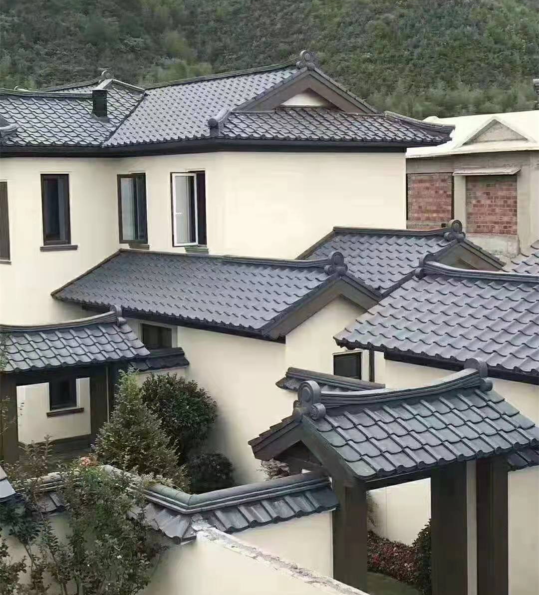 Matt Traditional Clay Roof Tiles 220mm Plain Asian Style Roof Tiles