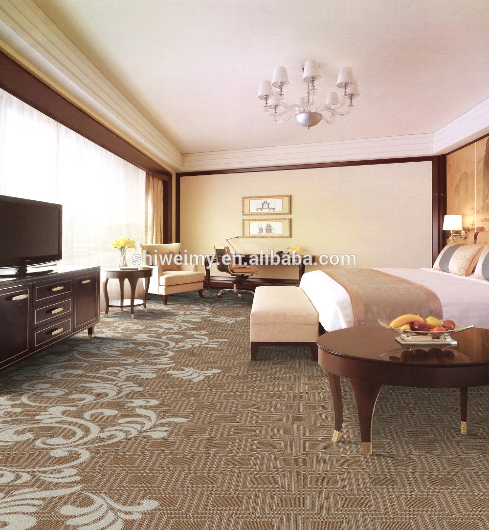 Wool carpets, High cut low pile blend jacquard carpets from bedroom