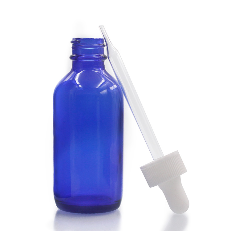 Blue Body 120ml Boston Glass Bottles Screw Spray Pump Dropper Cap