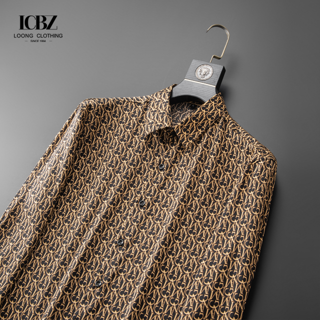 Autumn Casual Fashion Long Sleeves Customized Oversized Shirt Logo Print for Mens Designer