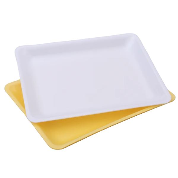 Quality PS Material Various Sizes White Black Foam Food Tray Plastic Tray for Packing Fruit and Seafood for sale