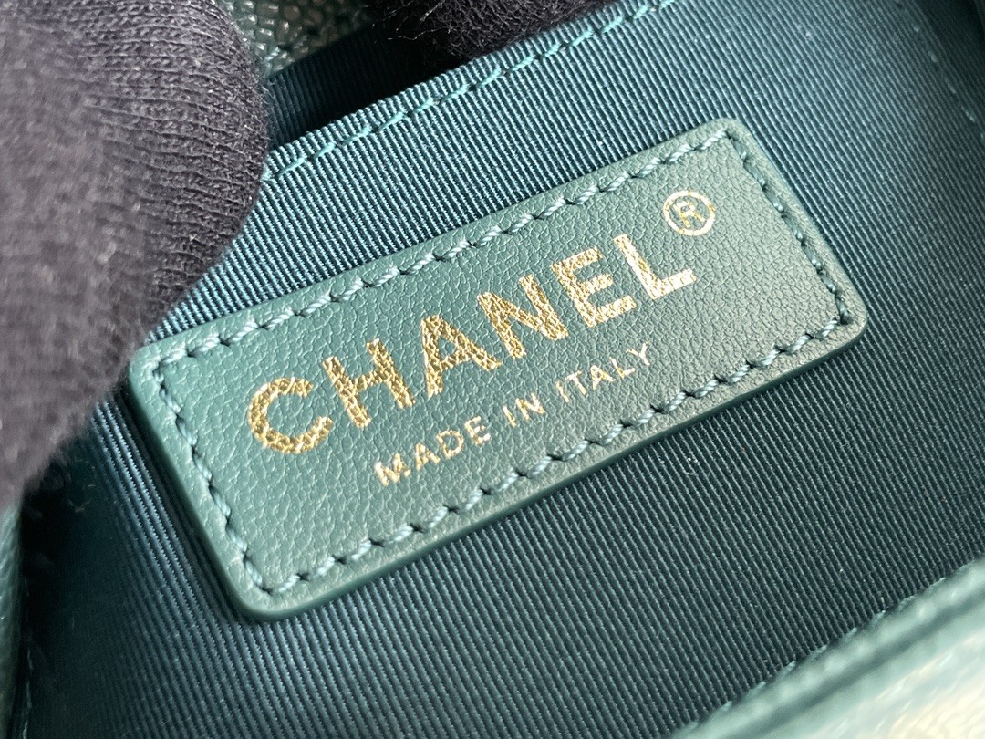 Lychee Leather Chanel Designer Brand Backpack 23P New Duma Small Peacock Green