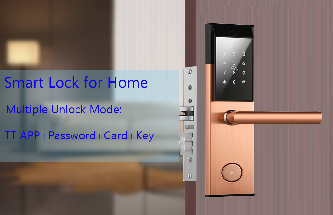 Electronic Security Apartment Smart Door Lock APP Digital Keypad IC Card For Home